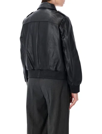 Sessun Miley Leather Bomber In Black