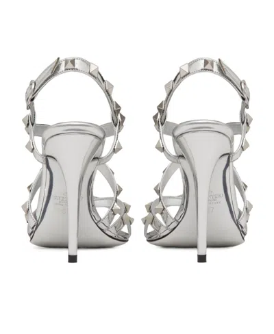 Valentino Garavani Rockstud Buckled Heeled Sandals In White
