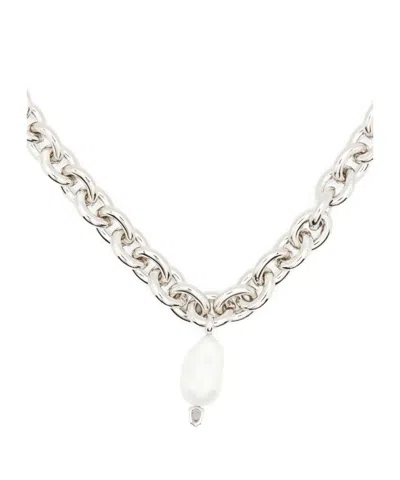 Simone Rocha Pearl Pendant Chain Necklace In Silver