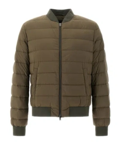 Herno Quilted Bomber Jacket In Green