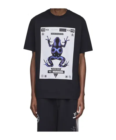 Y-3 X Neighborhood Graphic Printed Crewneck T-shirt In Black
