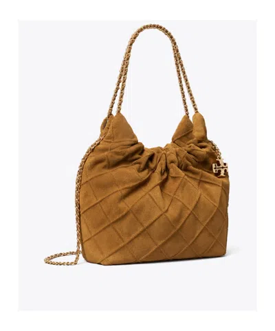 Tory Burch Fleming Mini Hobo Bag In Brown