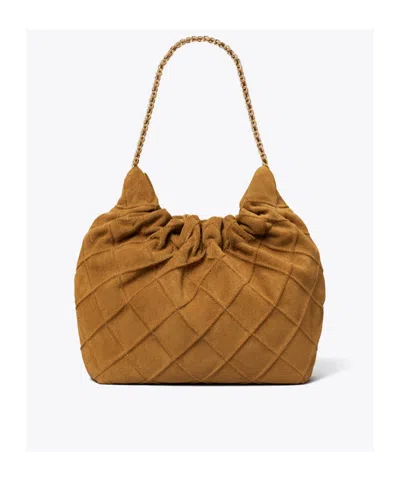 Tory Burch Fleming Mini Hobo Bag In Brown