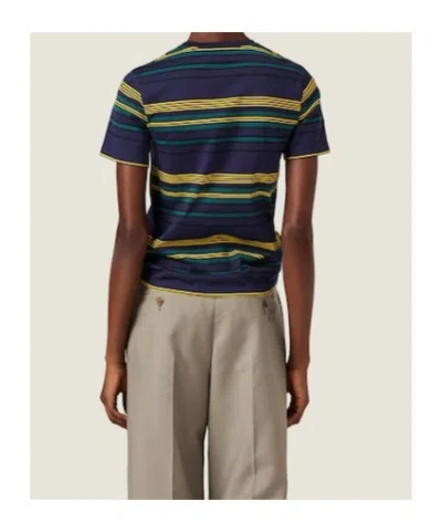 Miu Miu Striped Jersey T-shirt In Multi