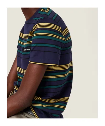 Miu Miu Striped Jersey T-shirt In Multi