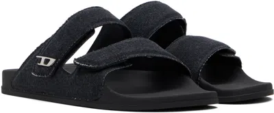 Diesel Black Sa-lax D X Sandals In Animal Print