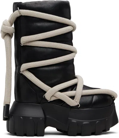 Rick Owens Black Concordians Lunar Mega Tractor Boots In Animal Print