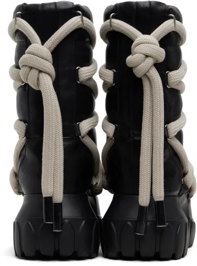 Rick Owens Black Concordians Lunar Mega Tractor Boots In Animal Print