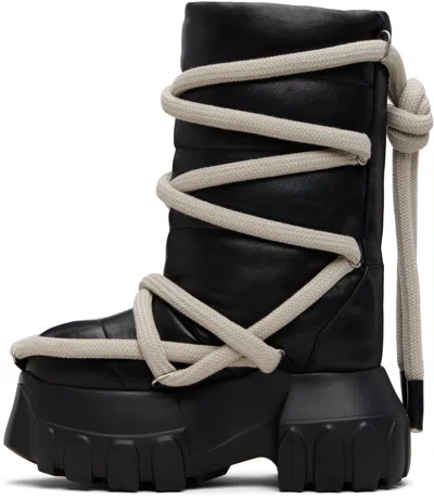 Rick Owens Black Concordians Lunar Mega Tractor Boots In Animal Print