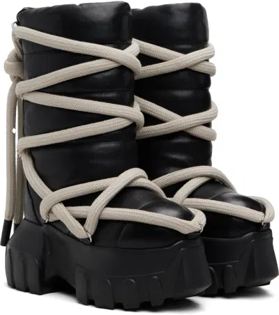 Rick Owens Black Concordians Lunar Mega Tractor Boots In Animal Print