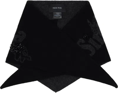 Simone Rocha Black Graphic Logo Knit Neckerchief Scarf