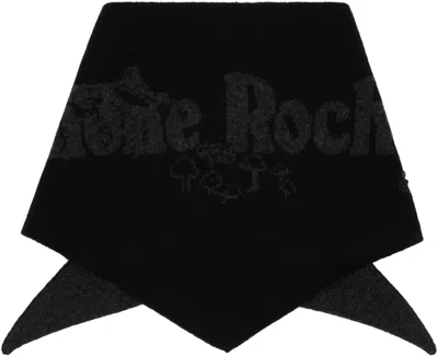 Simone Rocha Black Graphic Logo Knit Neckerchief Scarf