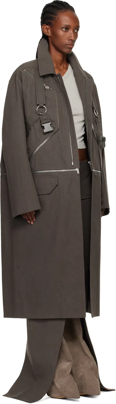 Rick Owens Gray Concordians Runway Blixa Jumbo Mac Coat In Multi