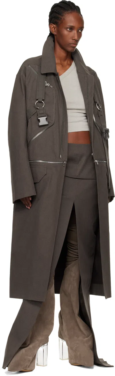 Rick Owens Gray Concordians Runway Blixa Jumbo Mac Coat In Multi