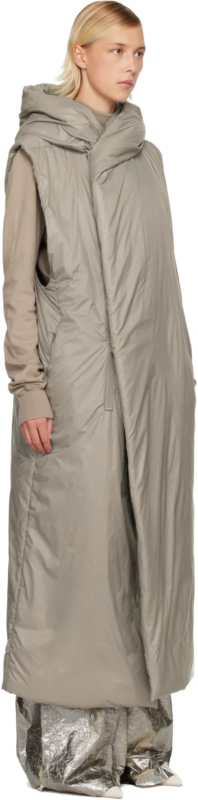 Rick Owens Drkshdw Taupe Concordians Hooded Liner Coat In Multi