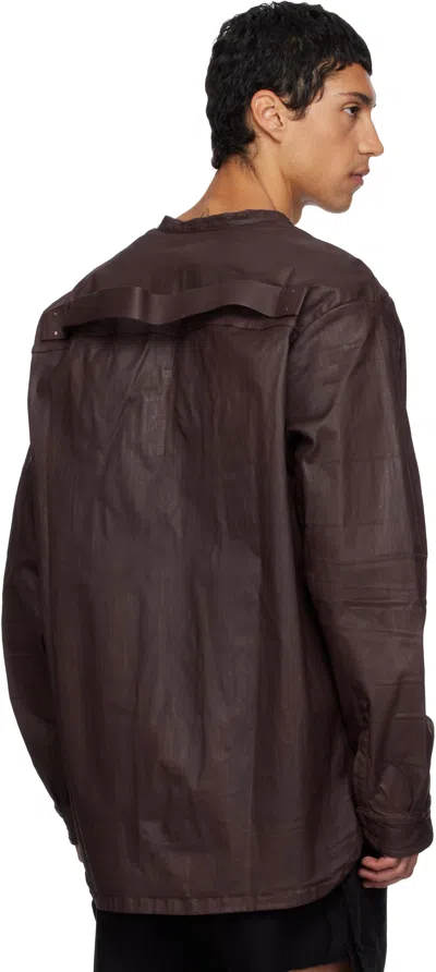 Rick Owens Drkshdw Burgundy Concordians Ls Larry Jumbo Fogpocket Denim Shirt In Brown