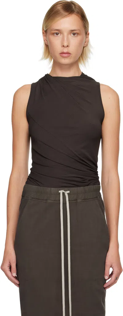 Rick Owens Brown Concordians Luna Top In Black