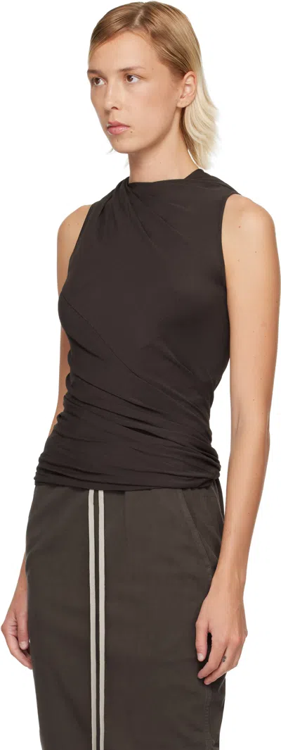 Rick Owens Brown Concordians Luna Top In Black