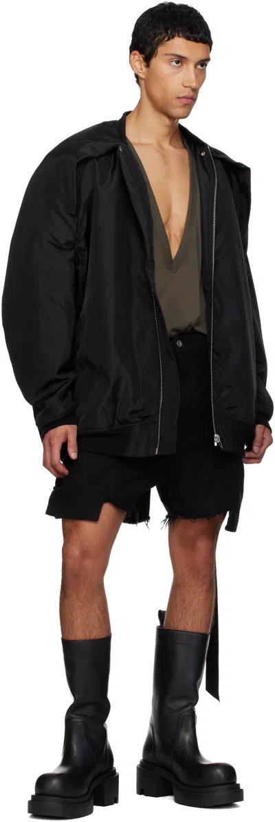 Rick Owens Drkshdw Black Concordians Convertible Jumbo Peter Flight Bomber Jacket In Black