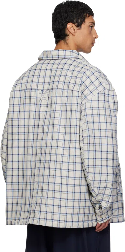 Willy Chavarria Check Quilted Overshirt In White