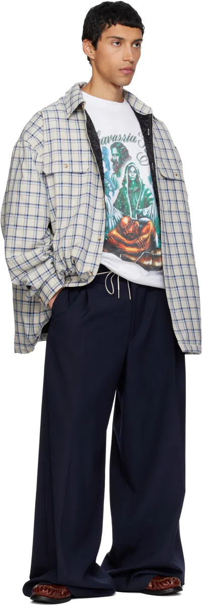 Willy Chavarria Check Quilted Overshirt In White