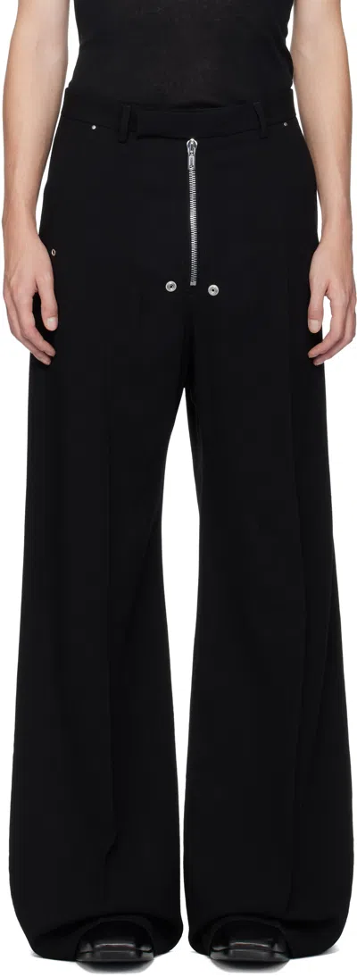 Rick Owens Black Concordians Tailored Wide Belas Trousers In Black