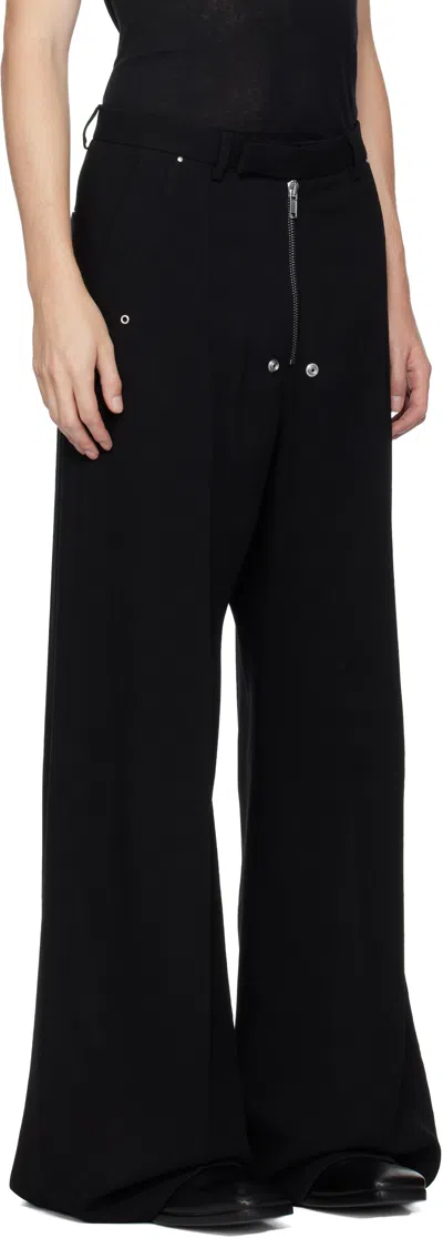 Rick Owens Black Concordians Tailored Wide Belas Trousers In Black