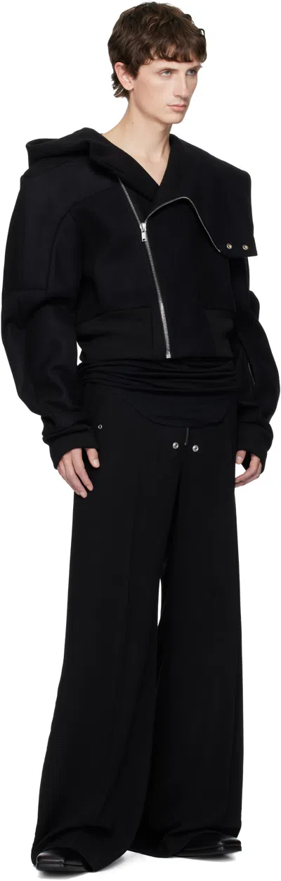 Rick Owens Black Concordians Tailored Wide Belas Trousers In Black