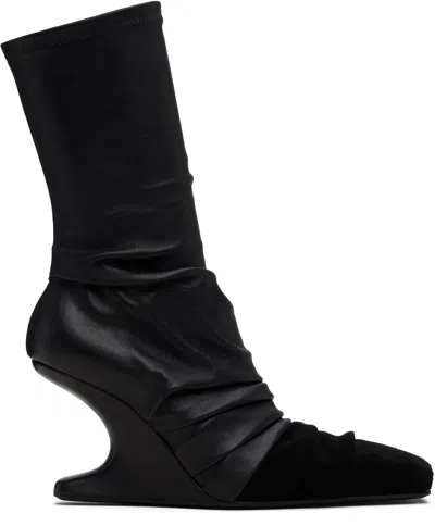 Rick Owens Black Concordians Cantilever 8 Sock Boots In Black