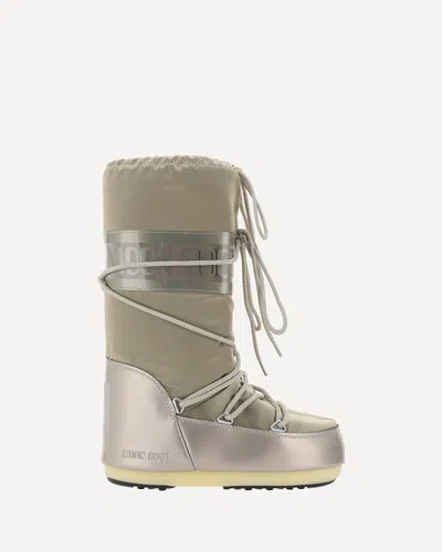 Moon Boot Moonboot Metallic Boots With Lace-up Design In Gray