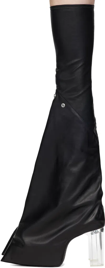 Rick Owens Black Concordians Taco Kiss Boots In Black