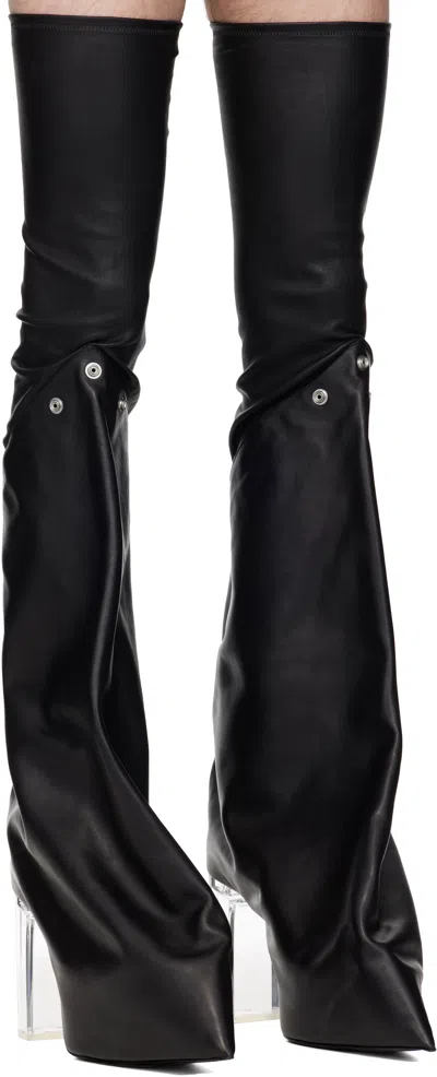 Rick Owens Black Concordians Taco Kiss Boots In Black