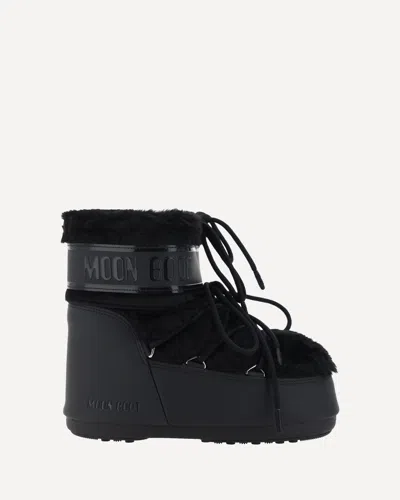 Moon Boot Iconic Faux Fur Ankle Boots With Lace-up Detail In Animal Print