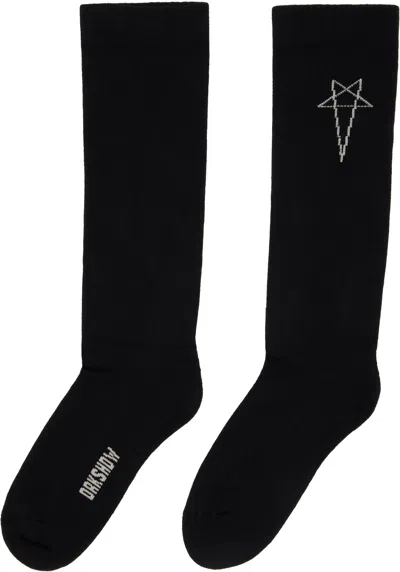 Rick Owens Drkshdw Black Concordians Pentagram Knee High Socks In Black