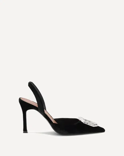 Amina Muaddi Scarpe Con Tacco Camelia In Velluto Nero  Donna In Black