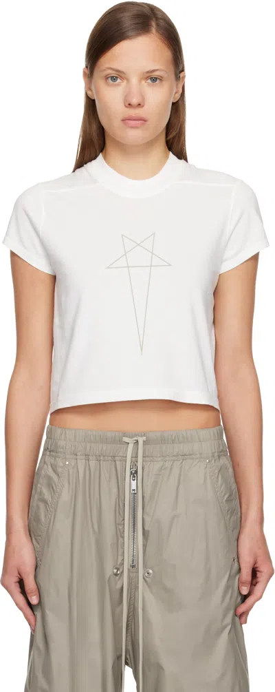 Rick Owens Drkshdw Off-white Concordians Cropped Small Level T-shirt In White