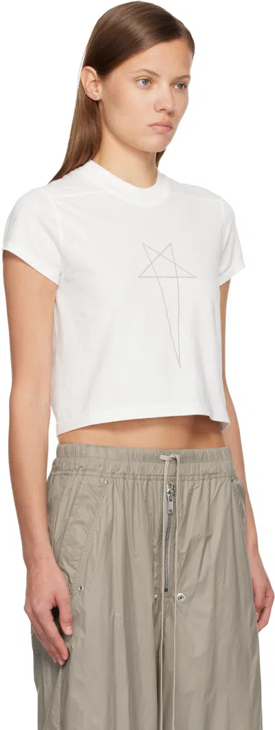 Rick Owens Drkshdw Off-white Concordians Cropped Small Level T-shirt In White