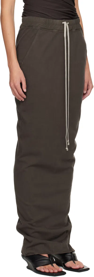 Rick Owens Drkshdw Gray Concordians Pull On Pillar Maxi Skirt In Brown