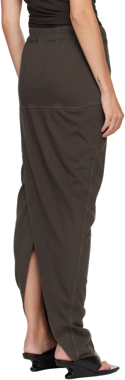Rick Owens Drkshdw Gray Concordians Pull On Pillar Maxi Skirt In Brown