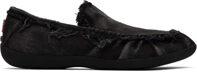 Diesel D-shock Moc Frayed-detail Loafers In Black