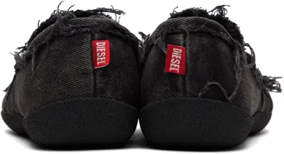 Diesel D-shock Moc Frayed-detail Loafers In Black
