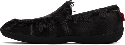 Diesel D-shock Moc Frayed-detail Loafers In Black