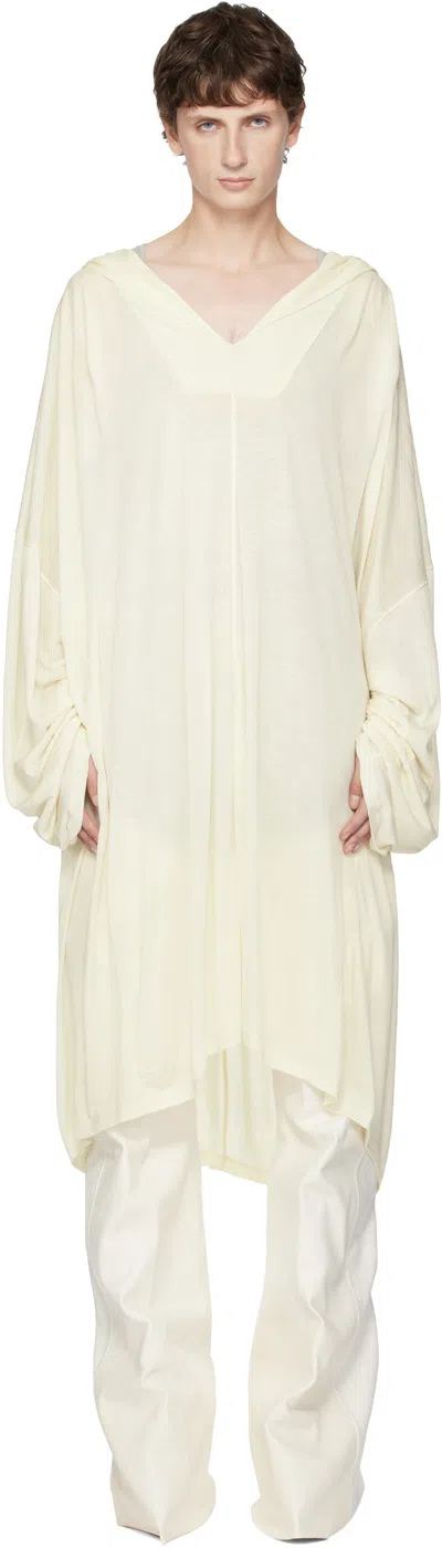 Rick Owens Off-white Concordians Ls Kaftan Knee Jacket In Neutral