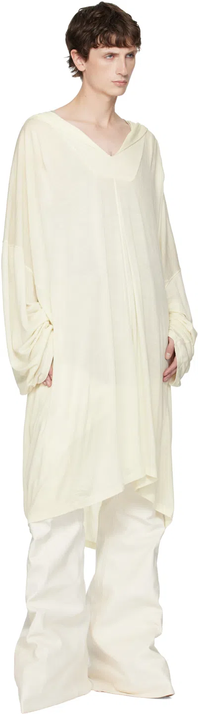 Rick Owens Off-white Concordians Ls Kaftan Knee Jacket In Neutral