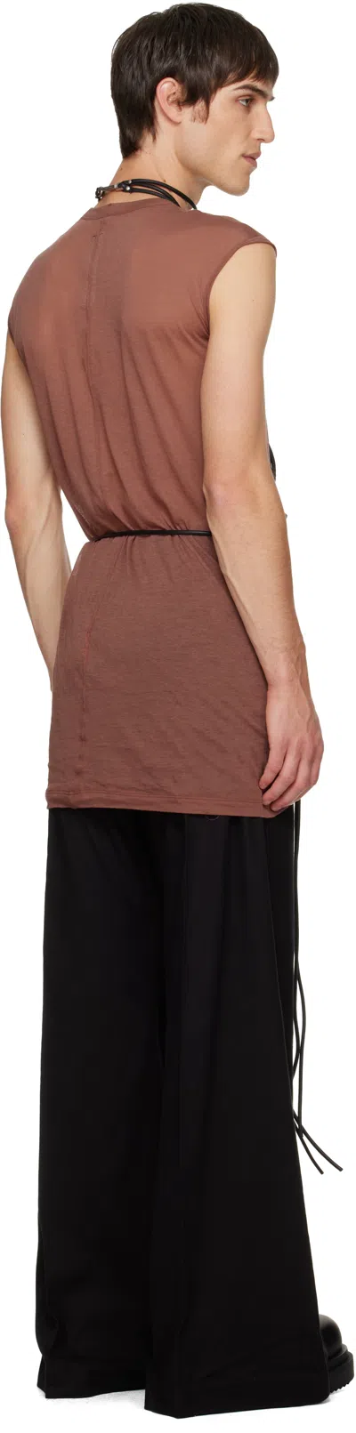 Rick Owens Black Concordians Cord Fringed Tank Top In Brown