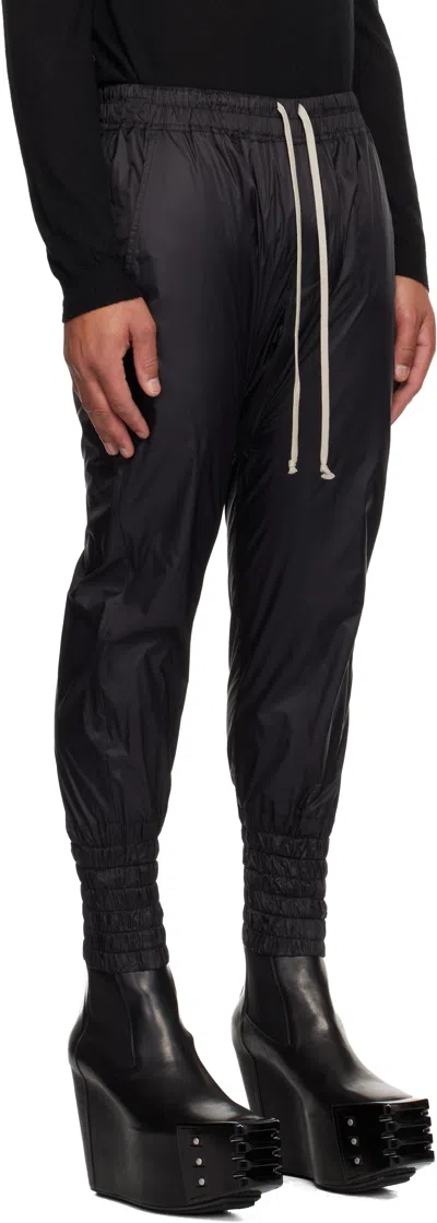 Rick Owens Black Concordians Drawstring Cuffed Trousers In Black