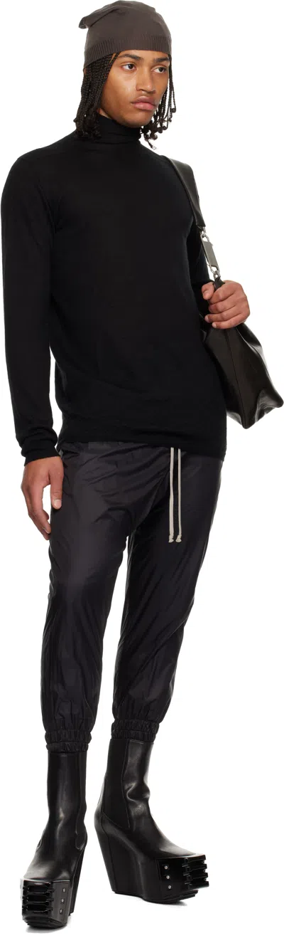 Rick Owens Black Concordians Drawstring Cuffed Trousers In Black