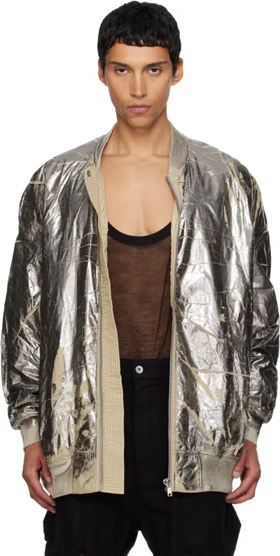 Rick Owens Drkshdw Silver Concordians Jumbo Peter Flight Bomber Jacket In Metallic