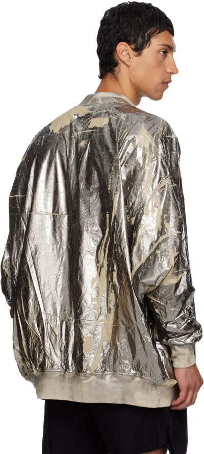 Rick Owens Drkshdw Silver Concordians Jumbo Peter Flight Bomber Jacket In Metallic