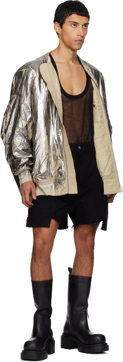 Rick Owens Drkshdw Silver Concordians Jumbo Peter Flight Bomber Jacket In Metallic
